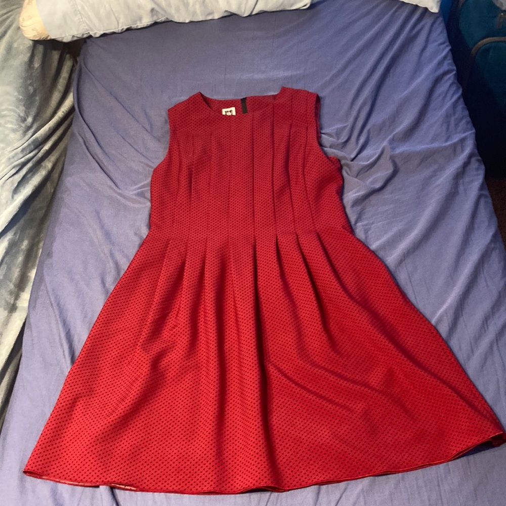 anne klein size 14 red polka dot dress